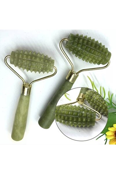 Fulia Yeşim Taşı Tırtıklı Face Roller Masaj Aleti Doğal Taş Jade Roller