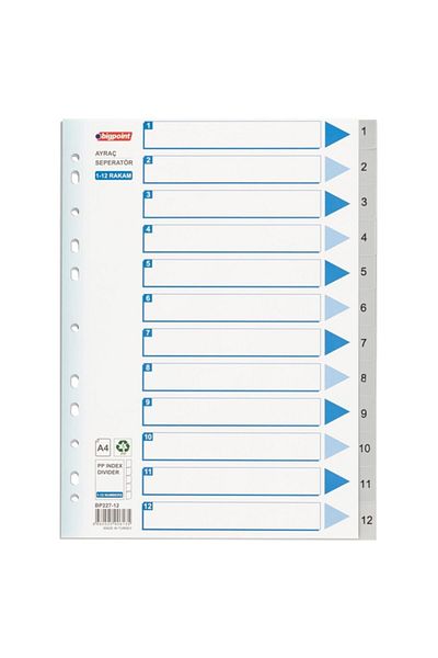 Bigpoint Pp Separator 1-12 Number Box of 25