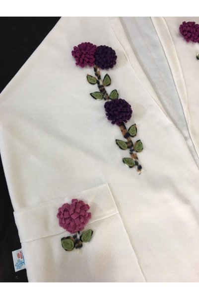OBİDEV Cream Shawl - Handmade Detailed