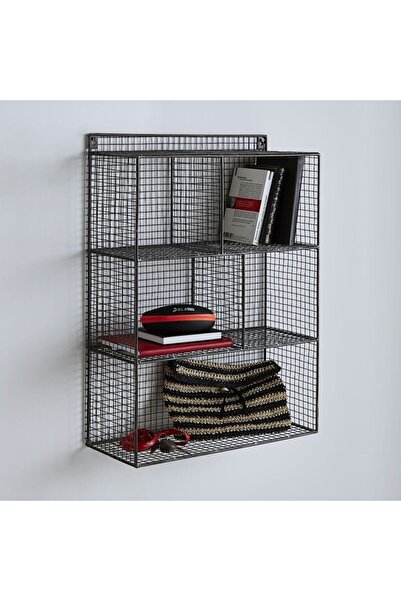 Wess Dizayn Metal Duvar Rafı Dekoratif 5 Gözlü Kafes Telli Kitaplık Wd-207