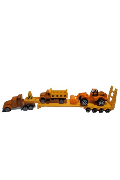 BFY TOYS Oyuncak Metal 28 Cm 2 Iş Makineli Metal Tır , Metal Tır ,tır , Kamyon , Silindir Y058
