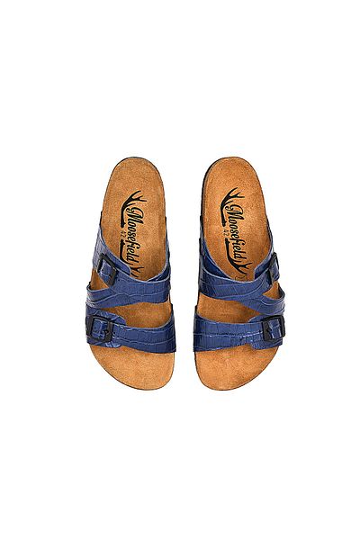 Moosefield Genuine Leather Blue Men's Slippers