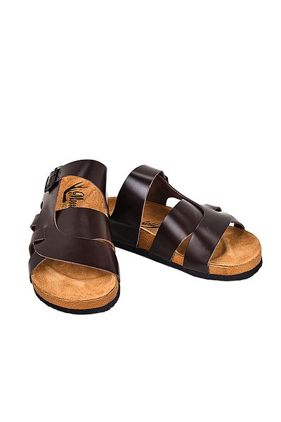 Moosefield Genuine Leather Dark Brown Men's Slippers