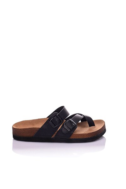 Moosefield Genuine Leather Black Women's Slippers