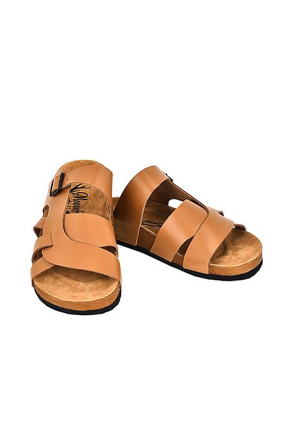 Moosefield Genuine Leather Light Brown Men's Slippers