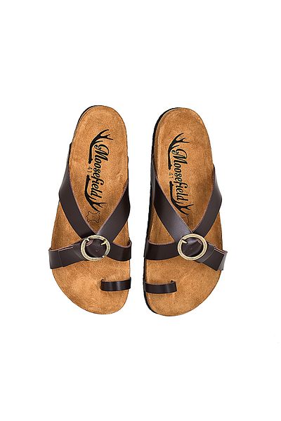 Moosefield Genuine Leather Dark Brown Men's Slippers