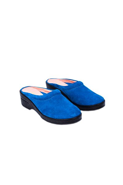 Moosefield Genuine Leather Blue Women's Slippers