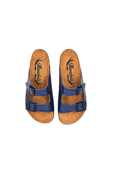 Moosefield Genuine Leather Blue Men's Slippers