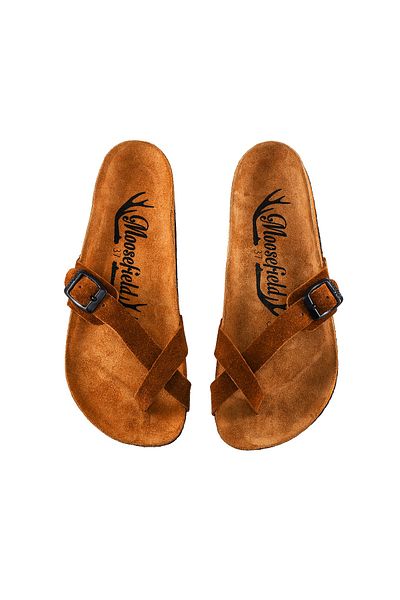 Moosefield Genuine Leather Brown Women's Slippers