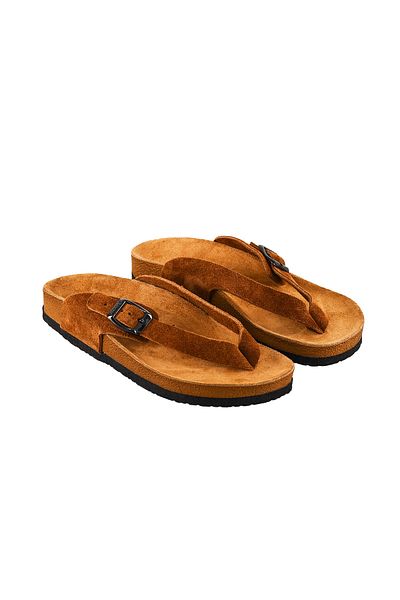 Moosefield Genuine Leather Brown Women's Slippers