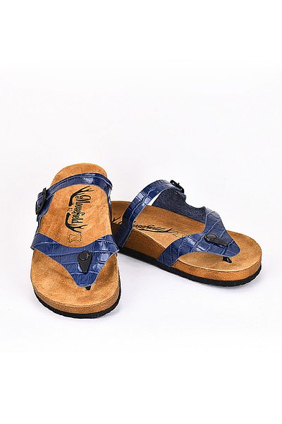 Moosefield Genuine Leather Blue Men's Slippers