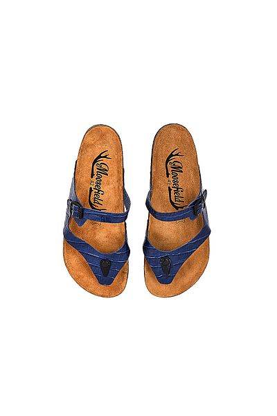 Moosefield Genuine Leather Blue Men's Slippers