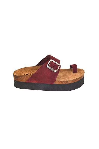 Moosefield Genuine Leather Claret Red Women's Slippers