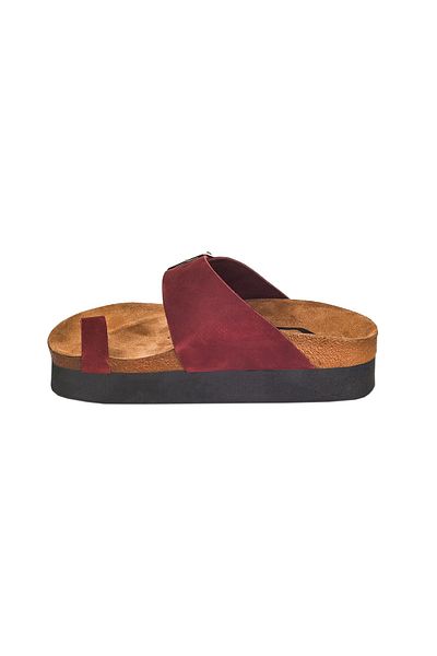 Moosefield Genuine Leather Claret Red Women's Slippers
