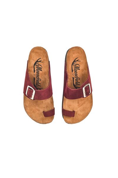 Moosefield Γυναικείες παντόφλες Claret Red από γνήσιο δέρμα