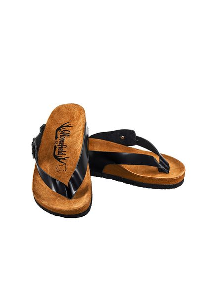 Moosefield Genuine Leather Black Women's Slippers