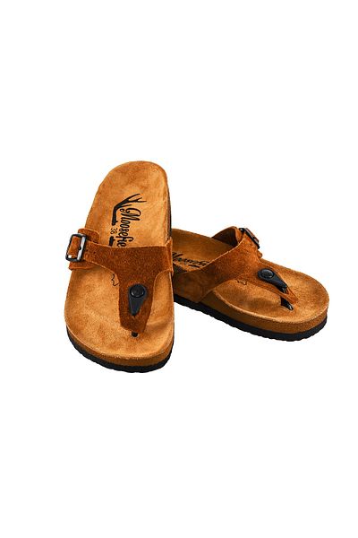 Moosefield Genuine Leather Brown Women's Slippers