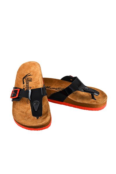 Moosefield Women's Black Genuine Leather Slippers
