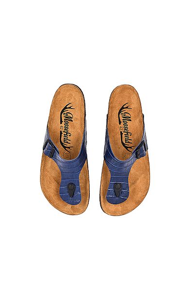 Moosefield Genuine Leather Blue Men's Slippers