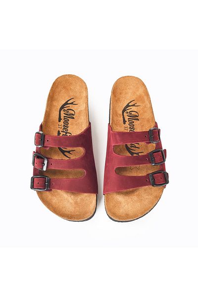 Moosefield Leather Claret Red Women's Slippers
