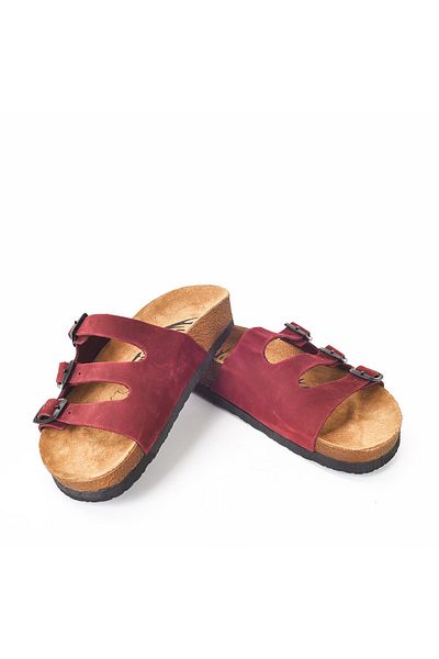Moosefield Leather Claret Red Women's Slippers