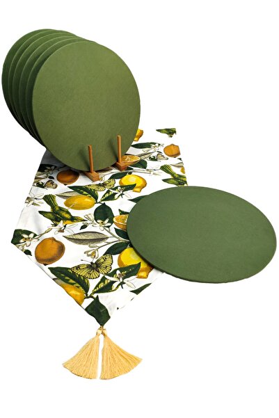 Viemso مفرش منقوش بالليمون، طقم من 4 صحون خضراء