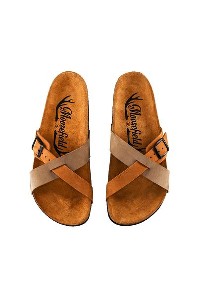 Moosefield Genuine Leather Brown Women's Slippers