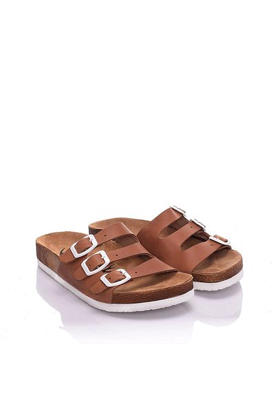 Moosefield Genuine Leather Light Brown Women's Slippers