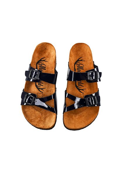 Moosefield Genuine Leather Navy Blue Women's Slippers