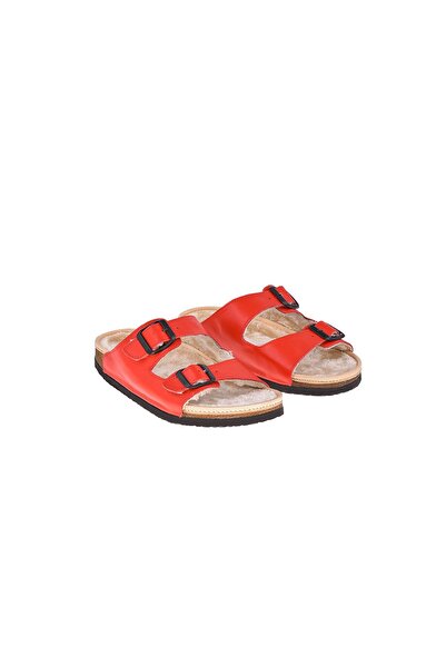 Moosefield Red Genuine Leather Women's Slippers