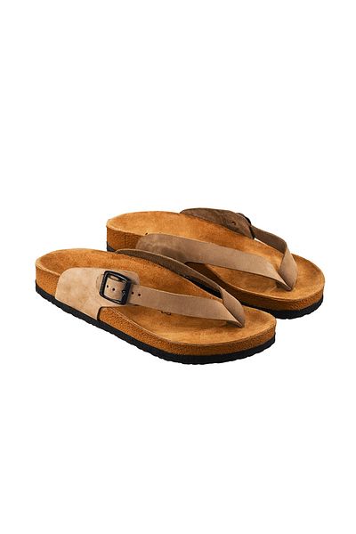 Moosefield Women's Beige Genuine Leather Slippers