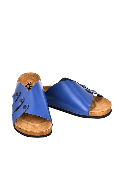 Moosefield Genuine Leather Blue Men's Slippers