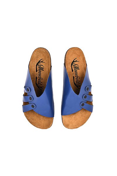 Moosefield Genuine Leather Blue Men's Slippers