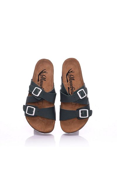 Moosefield Genuine Leather Green Women's Slippers