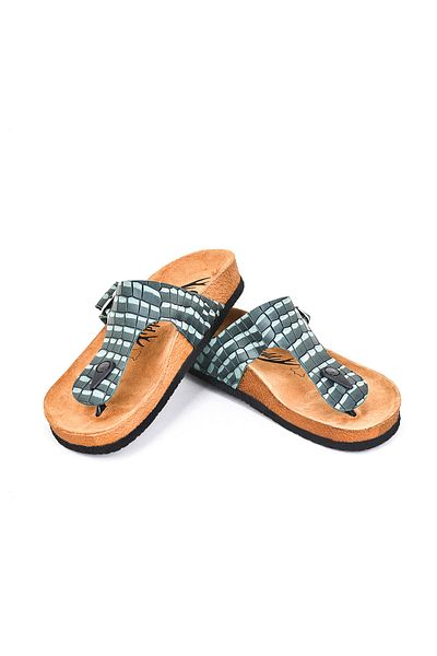 Moosefield Genuine Leather Green Women's Slippers