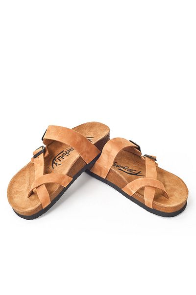 Moosefield Unisex Genuine Leather Light Brown Slippers
