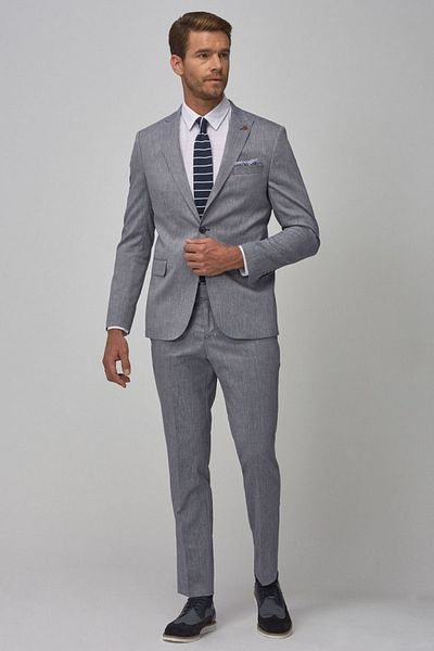 ALTINYILDIZ CLASSICS Men's Navy Blue Slim Fit Slim Fit Patterned Suit