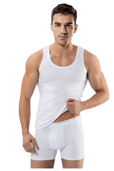 Tutku Pack of 6 Men's Undershirt Boxer Set 100% Cotton Undershirt Lycra Boxer