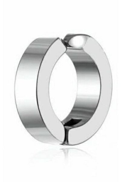 Kirpi Silver Color Steel Compression Hoop Earrings (1 Piece)