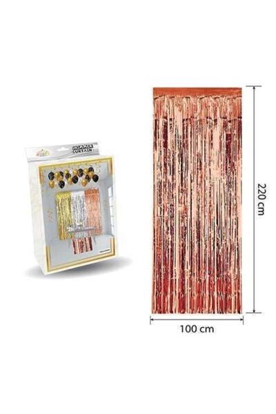 Genel Markalar Metalize Fon Perde Kapı Perdesi Rose Gold 100*220 Cm