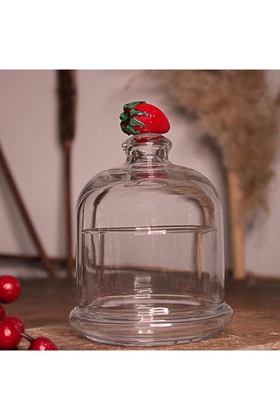 ADAMODART Strawberry Figured Glass Lid Jam Bowl