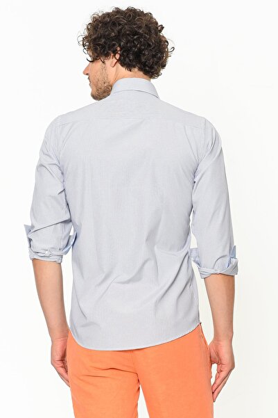 Varetta Чоловіча біла сорочка Slim Fit у смужку з довгими рукавами