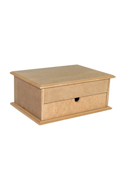 Genel Markalar Çekmeceli Ahşap Hobi Boyanabilir Dekoratif Kutu Ku76