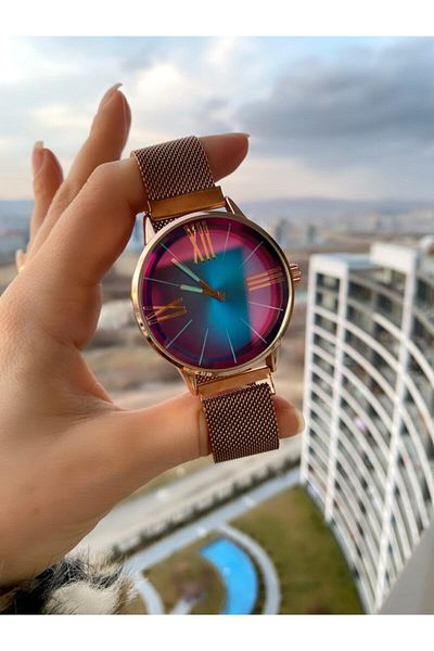 İSTLİV Men's & Women's Steel Magnetic Mesh Cord Wristwatch