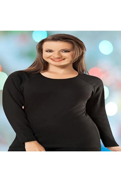 KOTA Lenjerie termică pentru femei, neagră, cu gâtul în formă de O, cu mânecă lungă, pentru exterior