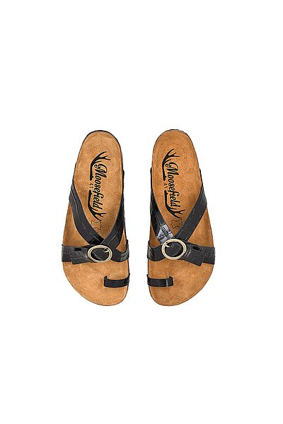 Moosefield Black Genuine Leather Men's Slippers