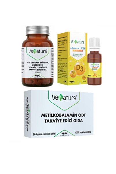 VeNatura D3 Vitamini 20 Ml Damla + B12 Vitamini 30 Ağızda Dağılan Tablet+beta...