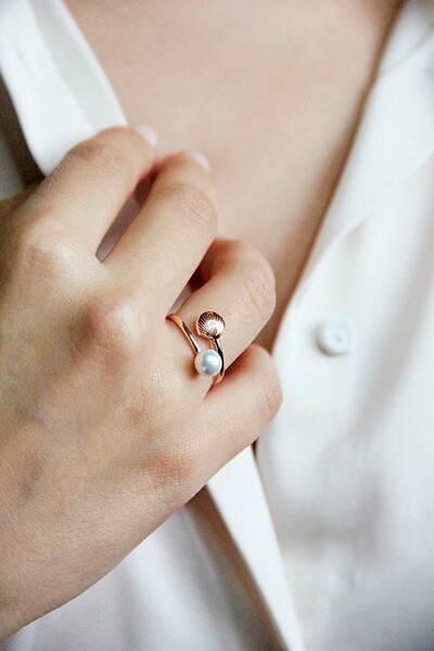 Argentum Concept 925 Ayar Gümüş Rose Mayorka İncili İstiridye Yüzük - Y015201