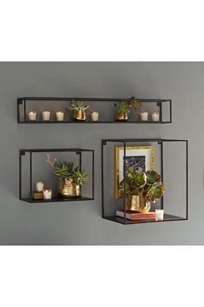 GO DEKOR Metal Dekoratif 3’lü Duvar Raf Modeli