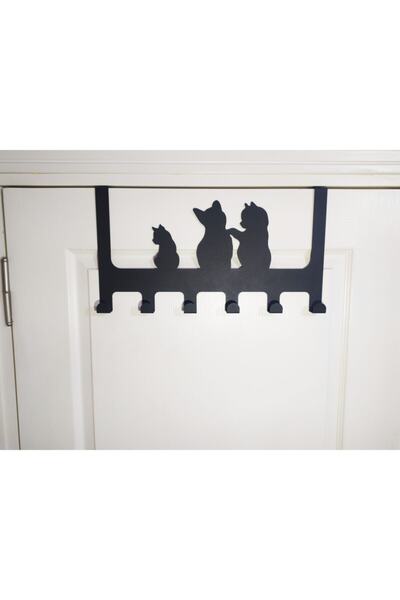 Özgür Sanat Atölyesi Siyah Büyük Boy Metal Kapı Arkası Askılığı 45x25 cm